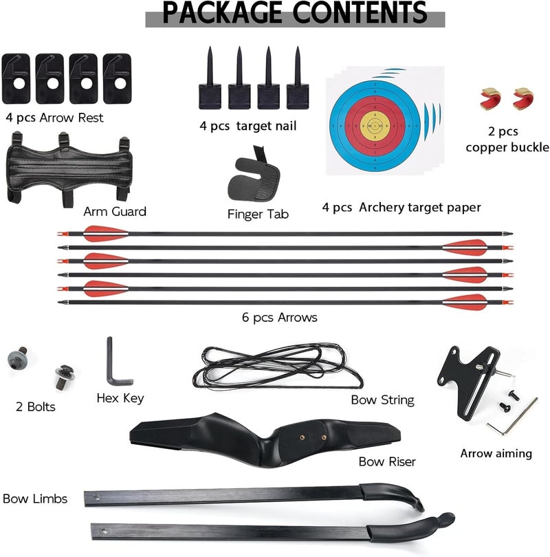 sf. Right Hand Recurve Bow and Arrow Set for Adults - Takedown Archery Set for Beginner Youth & Teen - Outdoor Target Practice Kit with Arrows & Accessories-18/30/40 Lbs - Image 2